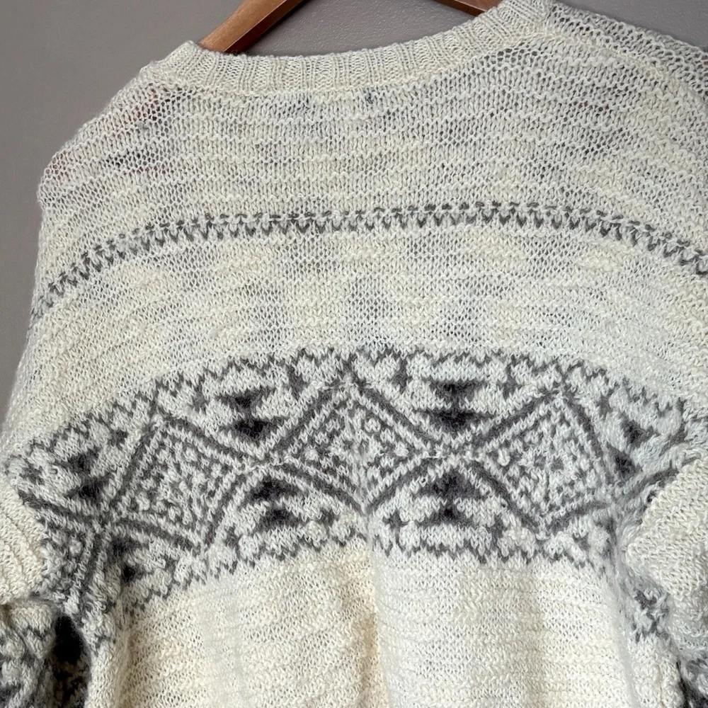 POLO Ralph Lauren cream Aztec sweater Wool Alpaca Aztec Nordic pullover sz L EUC